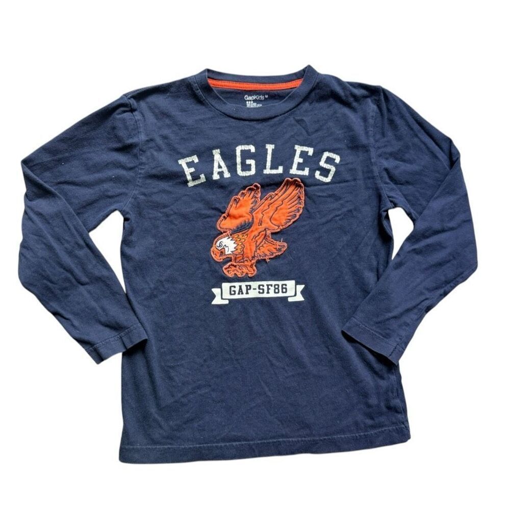Youth Boys Gap Kids Eagles Stitched Long Sleeve Graphic Tee - Sz M (8)